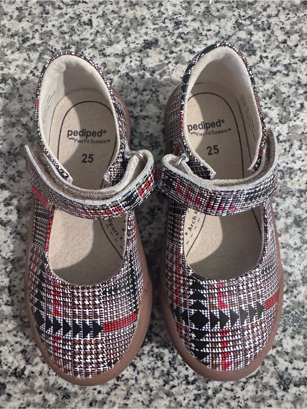 NWOT Pediped Girls Barbara Winter Plaid Mary Jane Shoes